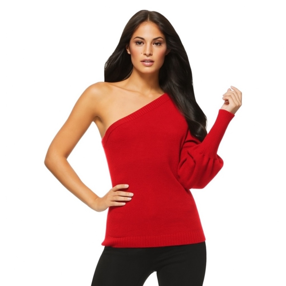 ❤️ Sofia One Shoulder Red Sweater | M - Picture 2 of 8
